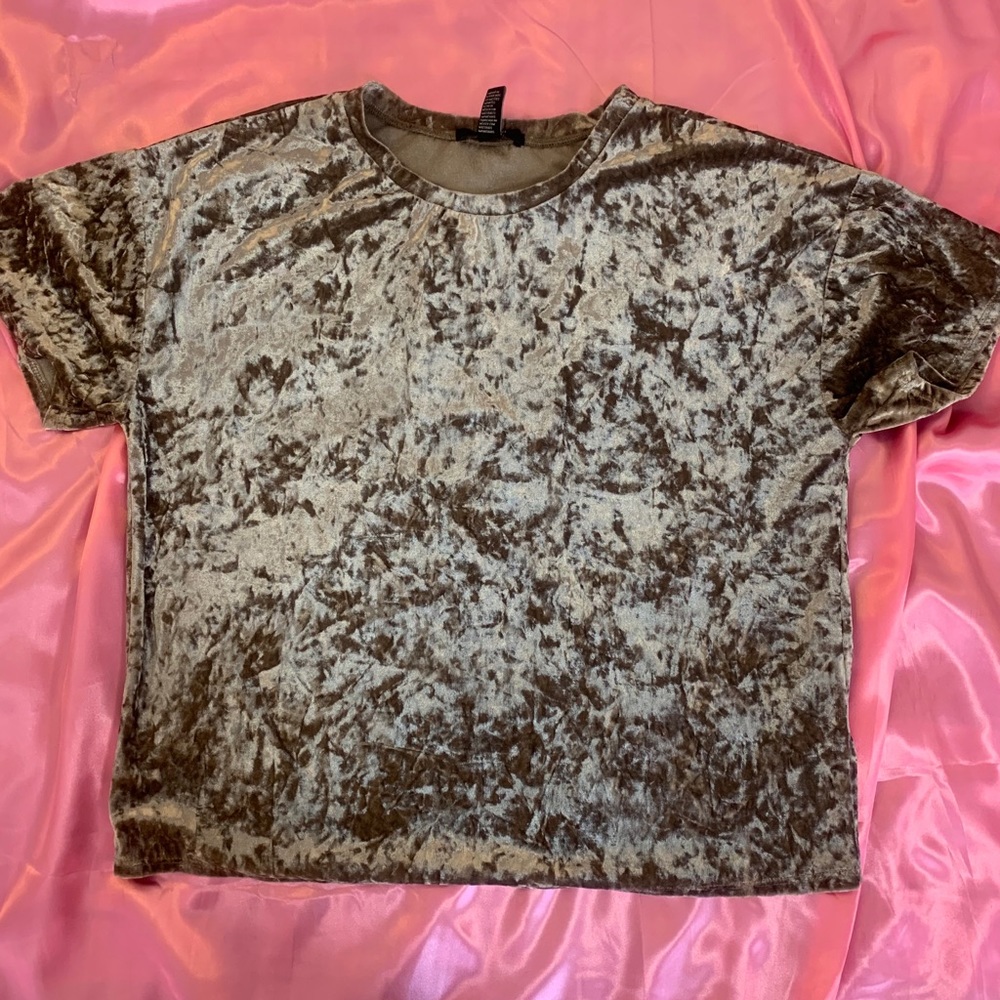 Forever 21 Velvet Oversized Cropped Shirt